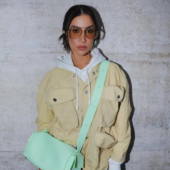 Saint Laurent SL545 002 Sunglasses Beige Aviator Frame, Light Yellow Lenses - Picture 5 of 13